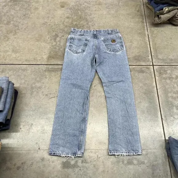 vintage carhartt faded blue relaxed baggy fit jeans size 34 x 32 - Picture 4 of 4